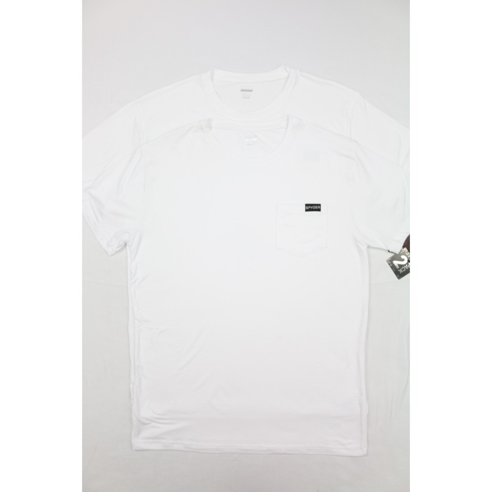 SPYDER 2 Pack Loungewear T-Shirts Mens White White Sz L Super Soft Pocket Front